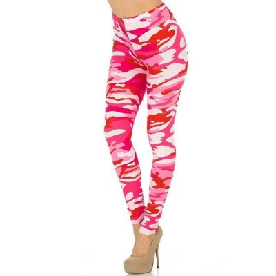 Plus Size New Mix Women Buttery Soft Pink Camouflage Leggings